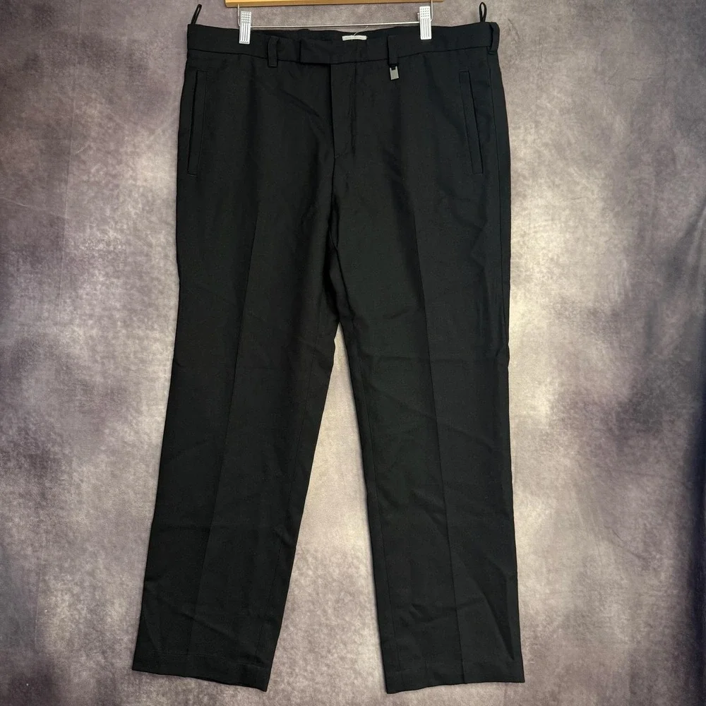 Prada Dress Pants Mens 38x32 Black Virgin Wool Flat Front Lined Formal Luxury